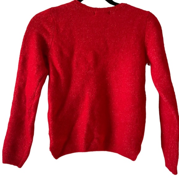 H&M Red Girls Soft Jacquard Knit Long Sleeved Christmas Sweater with Snowmen - Picture 4 of 8